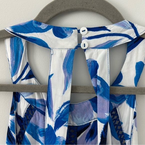 Abel the Label Anthropologie Blue White Floral Halter Boho Maxi Dress M - Picture 6 of 12